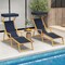 Adjustable Canopy Birch Wood Foldable Beach Chaise Lounge Chair - 67" L x 24.5" W x 48.5"-55" H